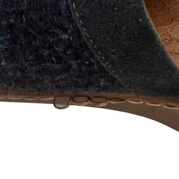 Born Bandy Blanket Aztec Clogs Womens 7 Blue Wool Leather Slip On Comfort - Picture 11 of 12